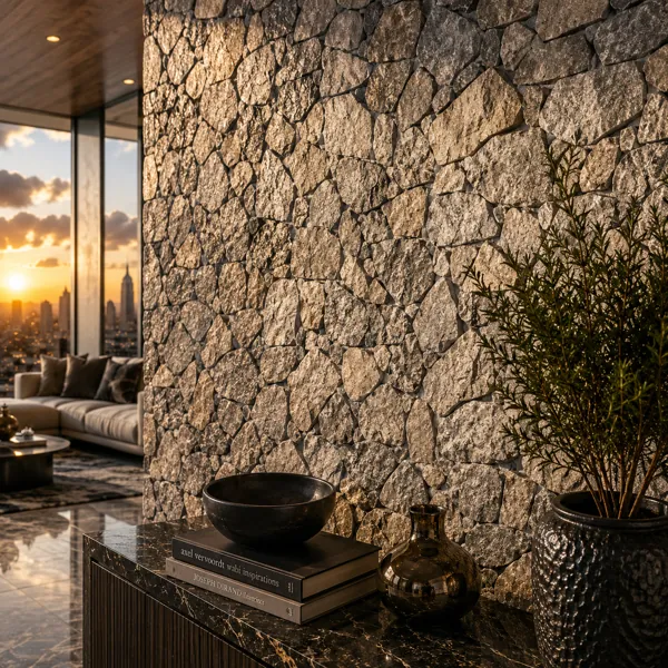 Gray Beige Fieldstone Texture – Irregular Mosaic back
