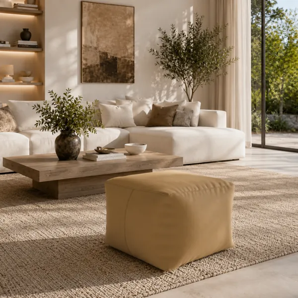 Modern Upholstered Pouf back