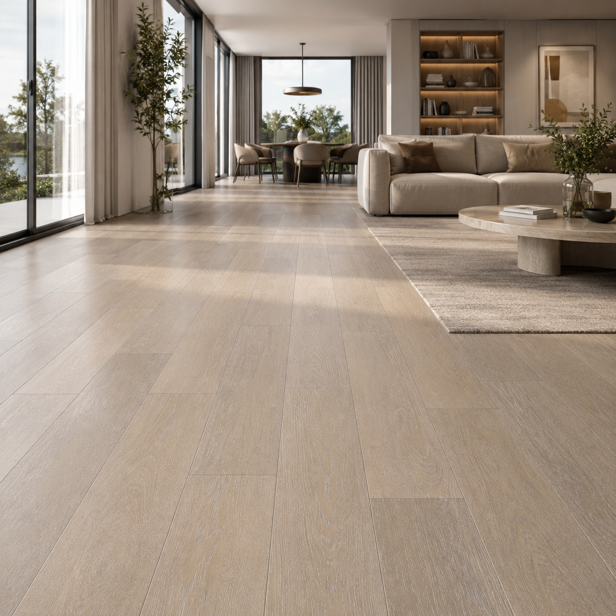 Bleached Oak Parquet Texture – Grey Beige Undertones 2