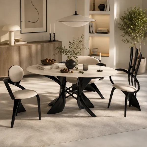 Sculptural Dining Set back