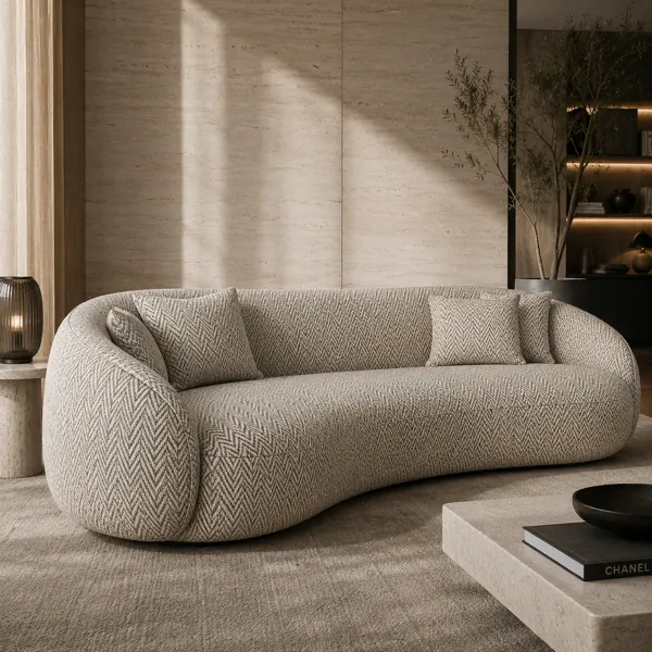 Beige Herringbone Fabric Texture back
