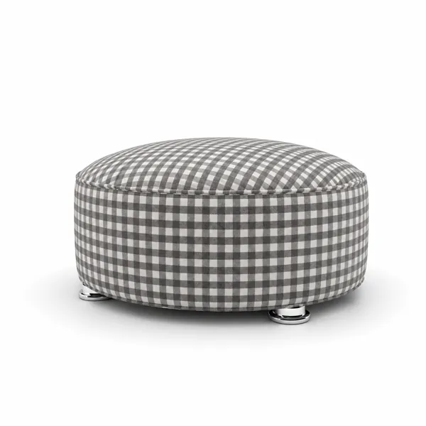 Checkered Round Pouf