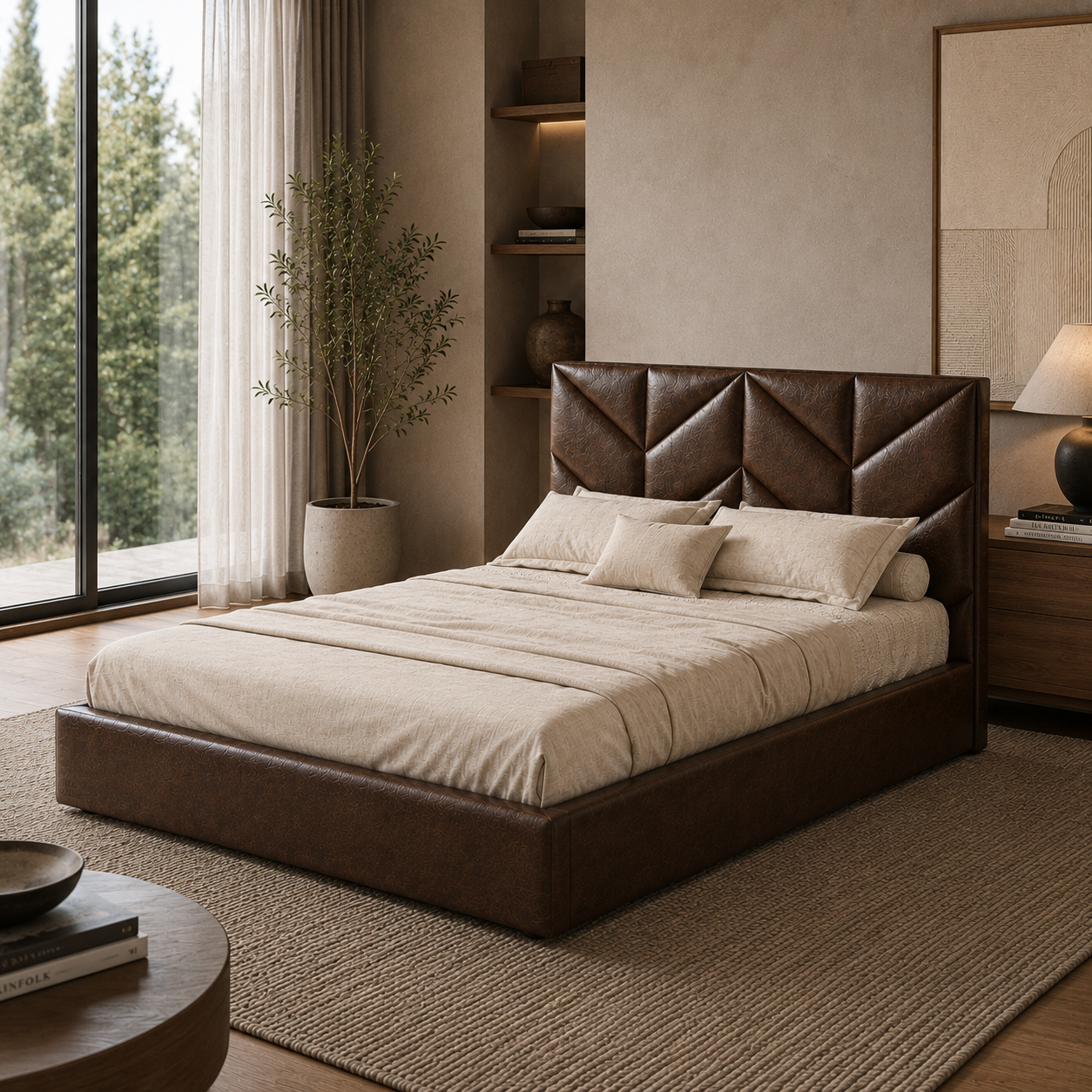 Geometric Upholstered Bed 4