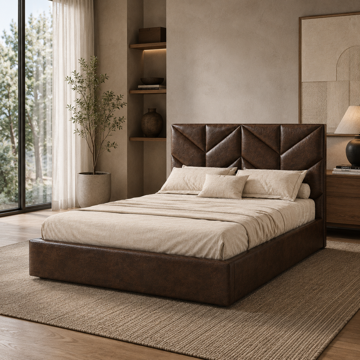 Geometric Upholstered Bed 2