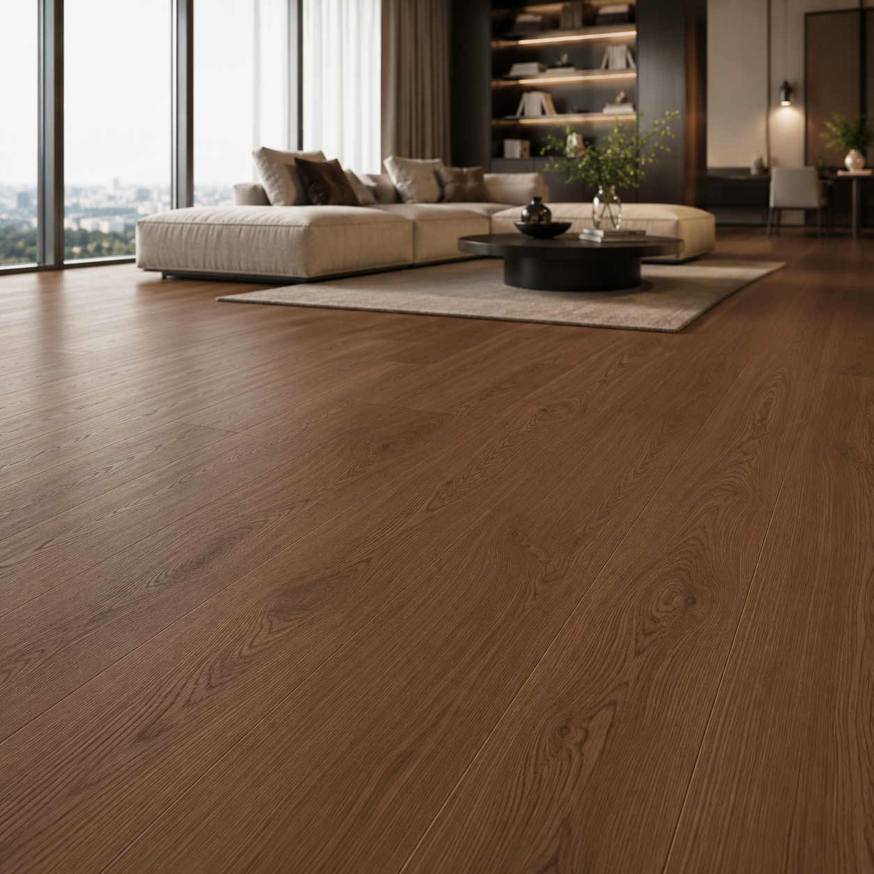 Deep Walnut-Brown Fine Grain Wood Parquet 2