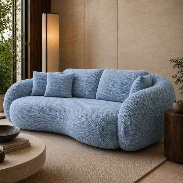 Sky Blue Woven Fabric Texture back