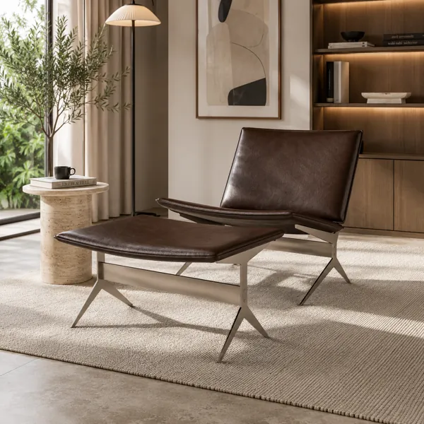 Modern Lounge Chair With Ottoman back