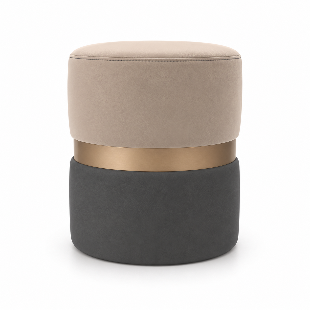 Modern Beige & Black Pouf