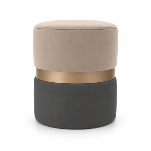 Modern Beige & Black Pouf