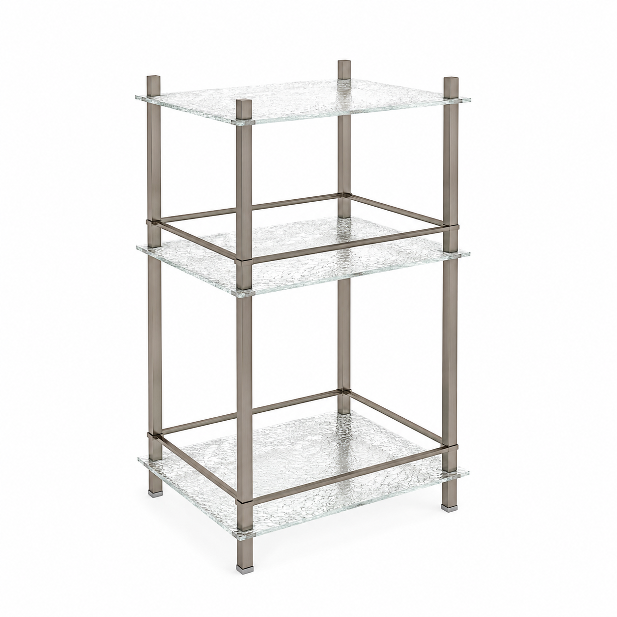Decorative 3-Tier Metal Storage Unit with Glass Shelves