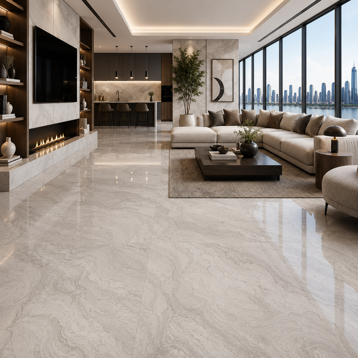 Ivory Flow Stone Ceramic Texture 2