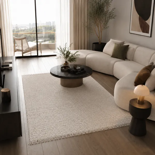 Fringed Textured Area Rug back