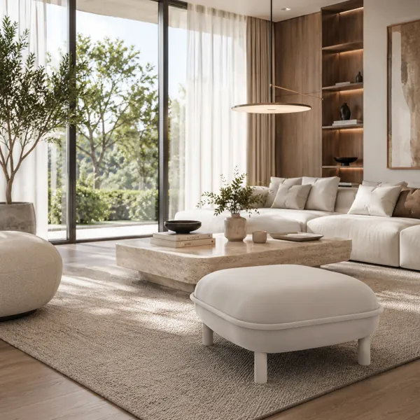 Modern Gray Ottoman back