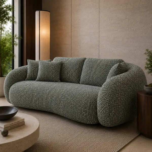 Olive Gray Woven Fabric Texture back