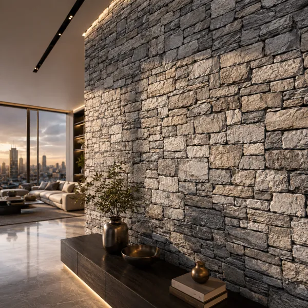 Gray Stacked Stone Texture back