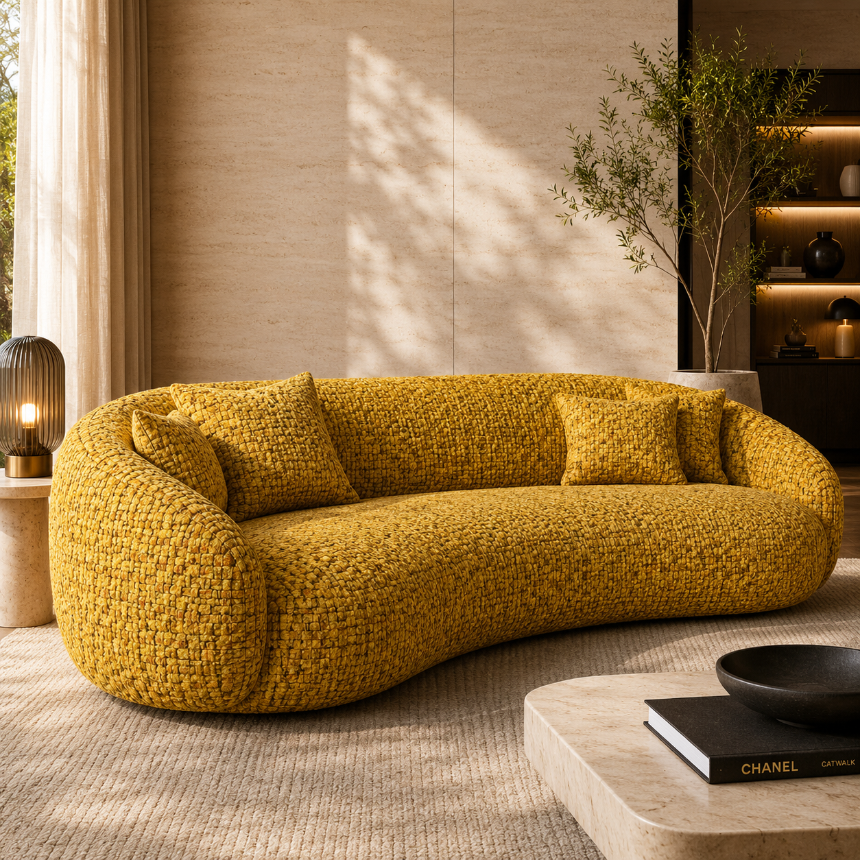 Mustard Basket Weave Fabric Texture 2
