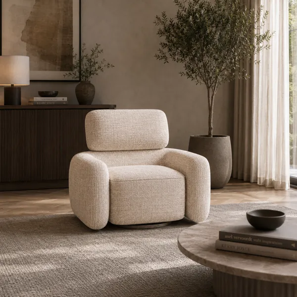 Curved Swivel Accent Armchair back