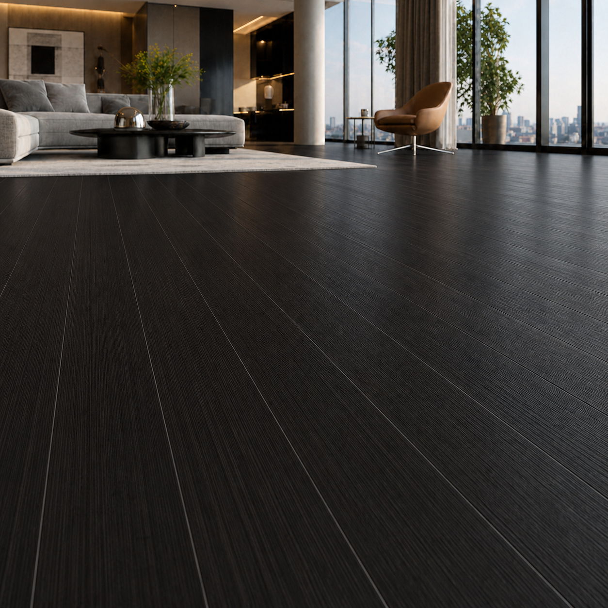 Near-Black Fine Grain Wood Parquet 2