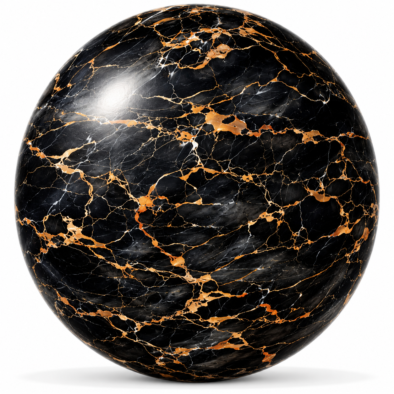 Black Marble – Bold Copper Orange Veins