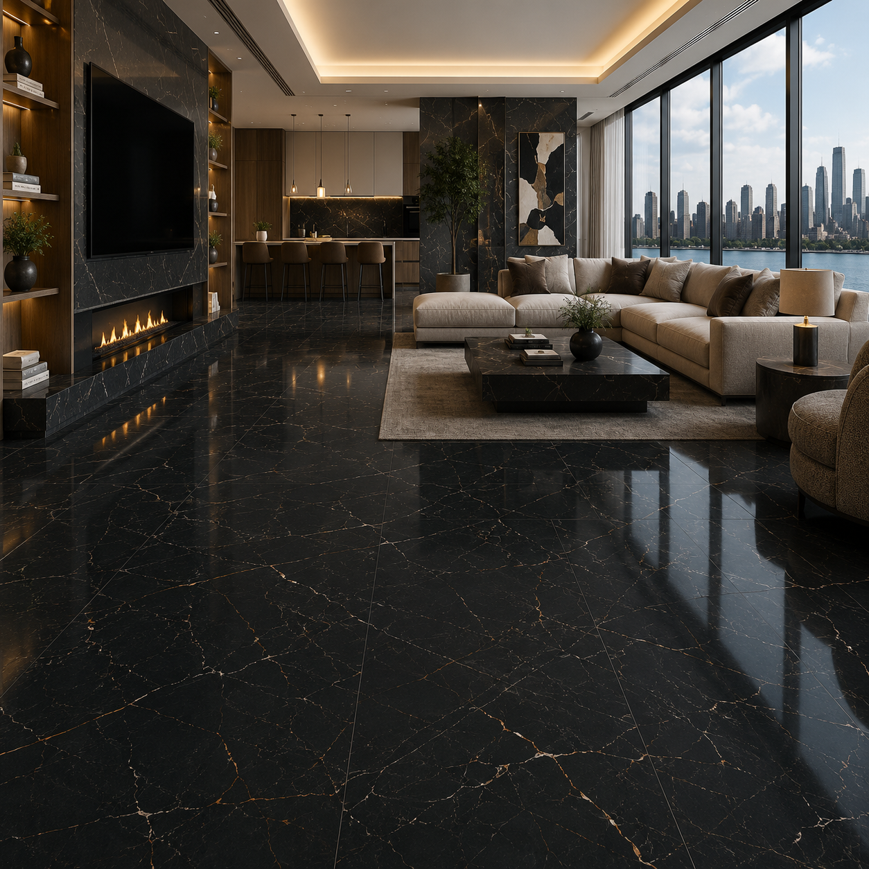 Black Veined Ceramic Texture 2