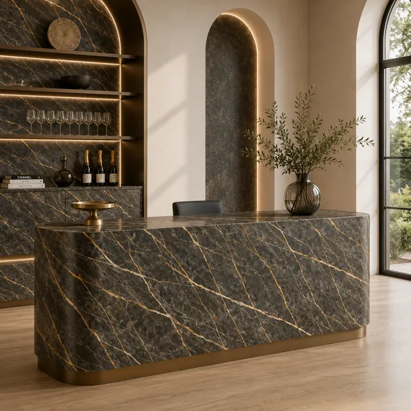 Dark Gold Vein Marble Texture back