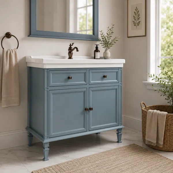 Classic Blue Bathroom Vanity back