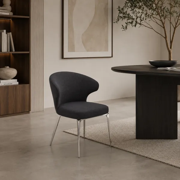 Curved Upholstered Accent Armchair back