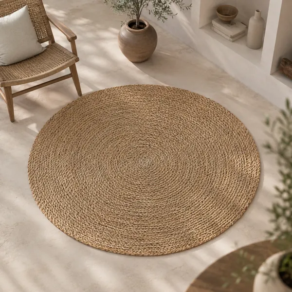 Round Woven Rug back