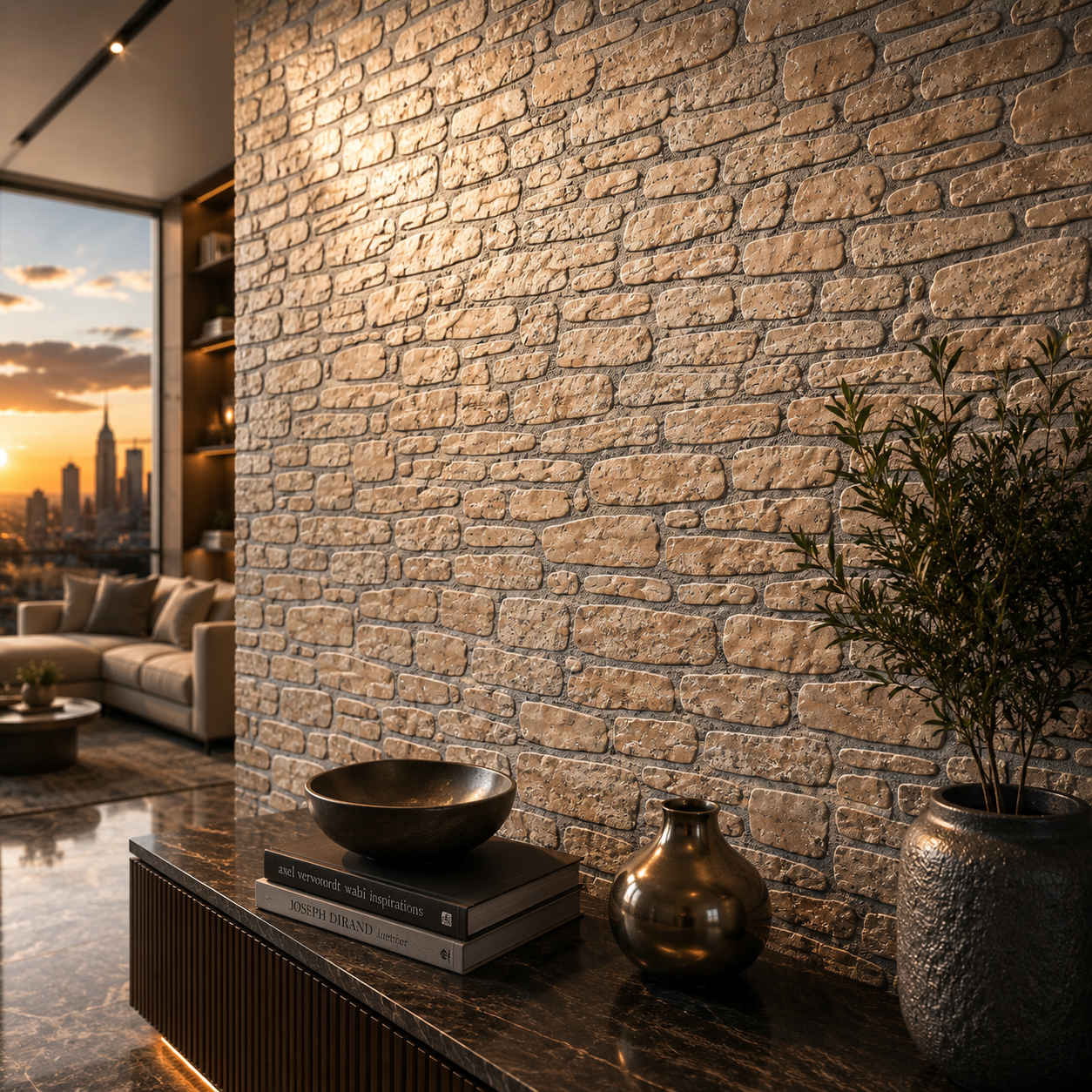 Warm Travertine Brick Texture 2