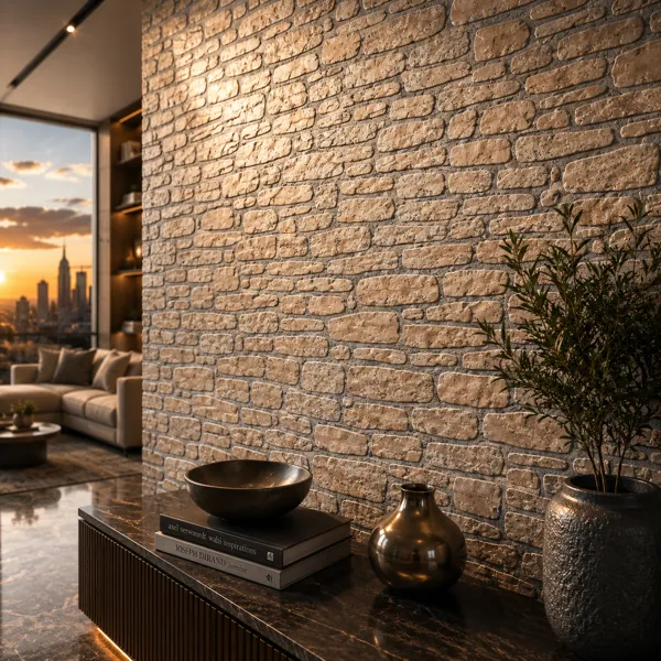 Warm Travertine Brick Texture back