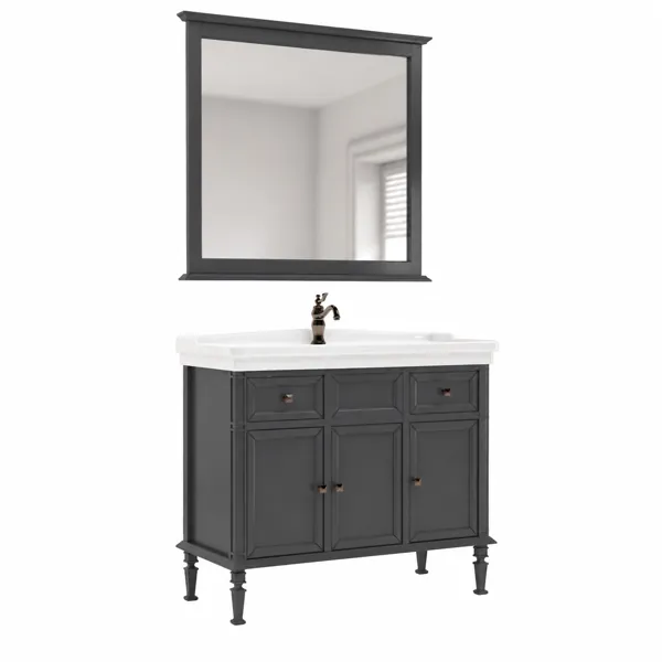 Classic Gray Bathroom Vanity with Mirror