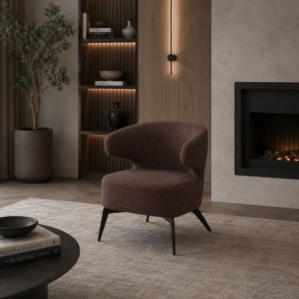 Sculpted Curved Lounge Armchair back