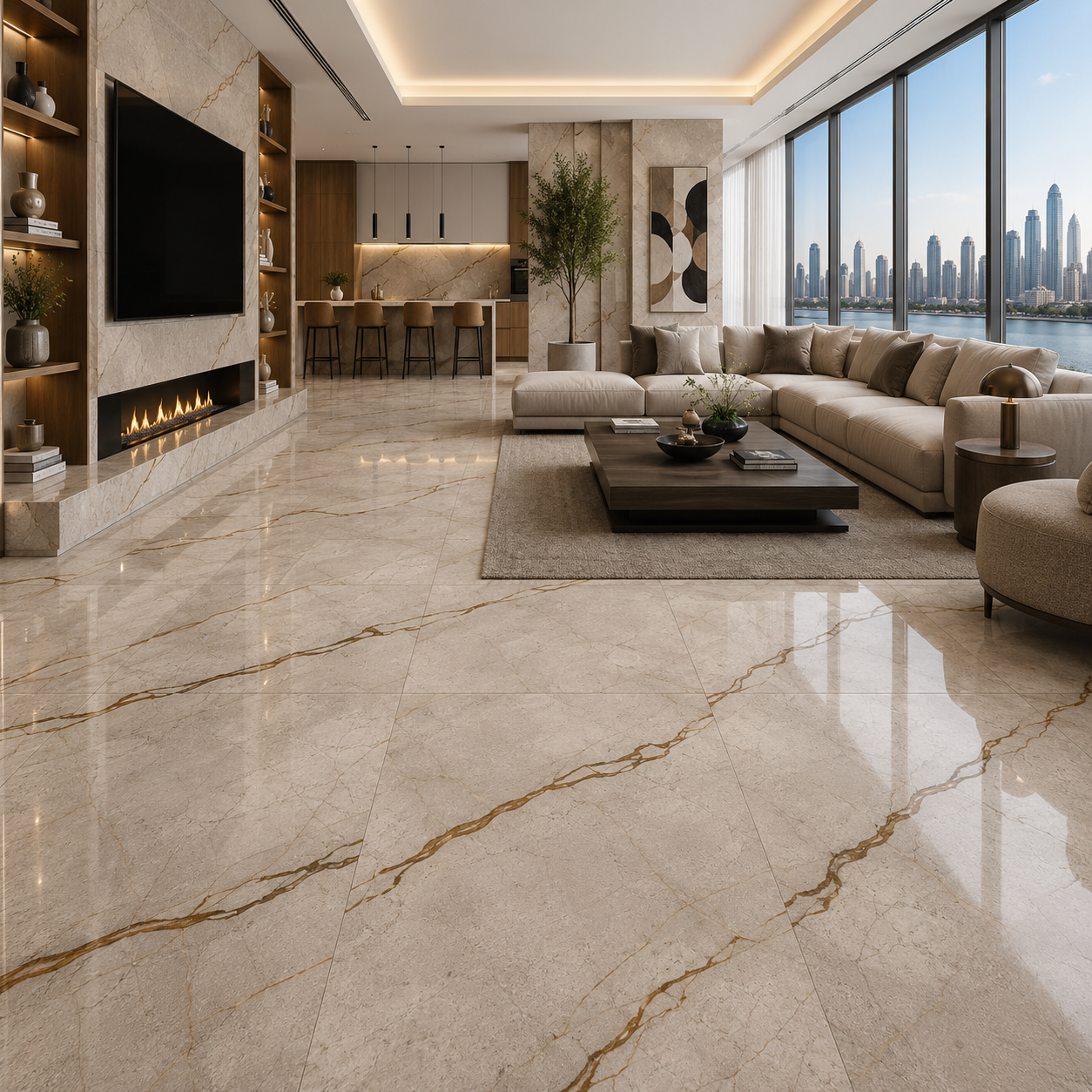 Beige Gold Veined Ceramic Texture 2