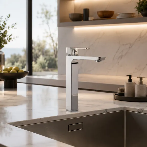Tall Square Faucet back