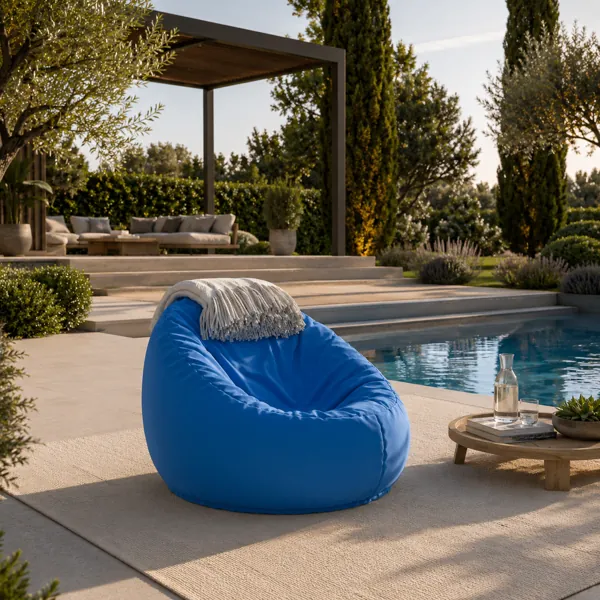 Modern Blue Bean Bag Chair back