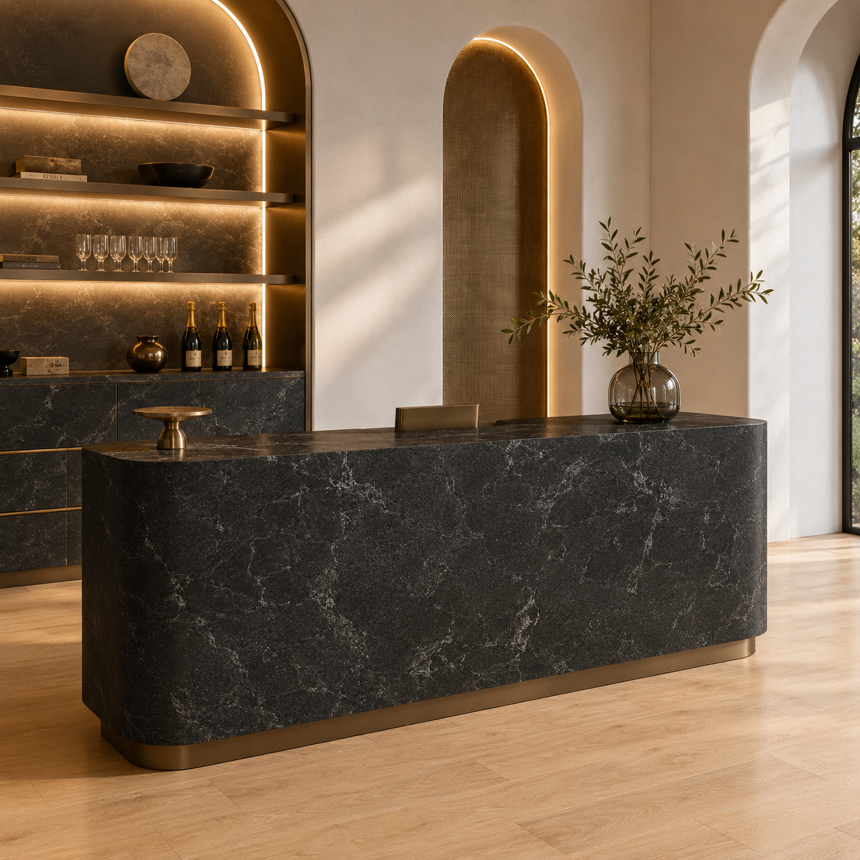 Charcoal Black Marble – Subtle Clouded Gray Veins 2