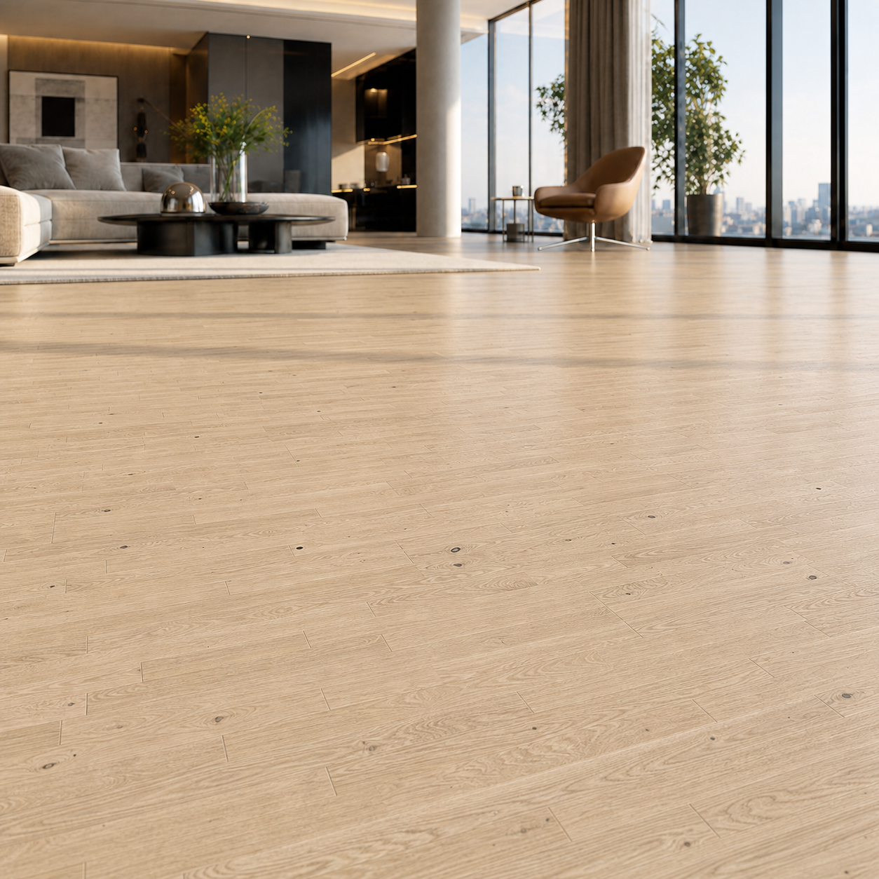 Pale Blond Short-Plank Knotty Wood Parquet 2