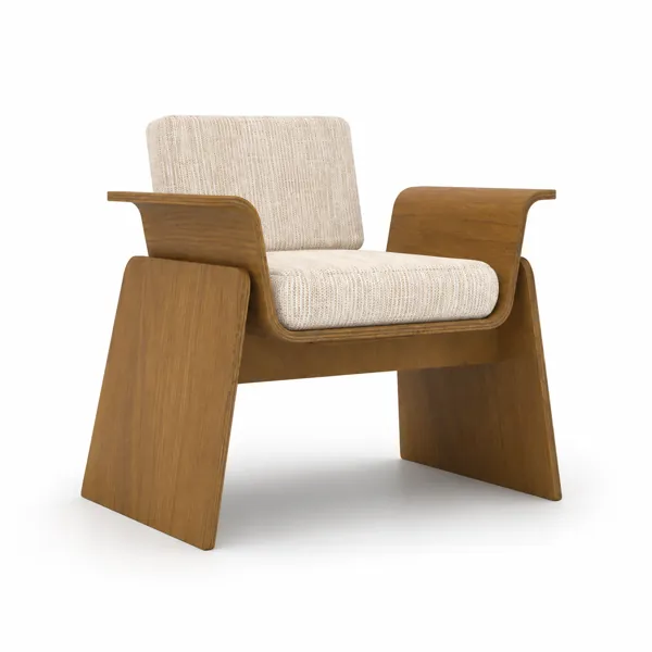 Curved Wood Lounge Armchair