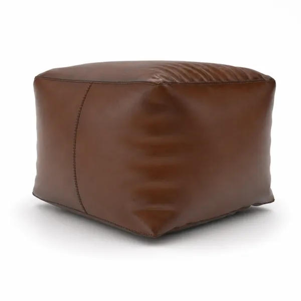 Modern Leather Pouf