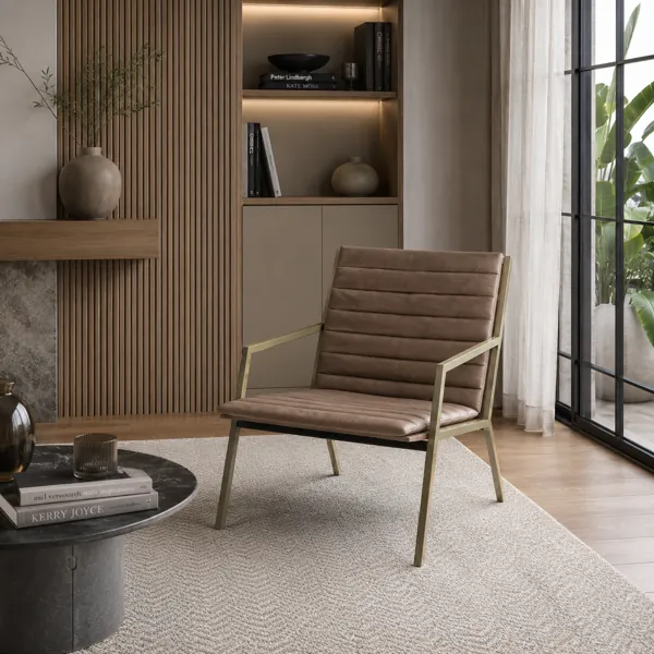 Linear Metal Lounge Armchair back