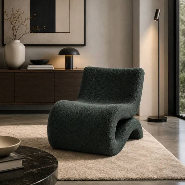 Sculptural Boucle Lounge Chair back
