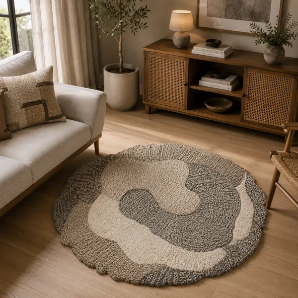 Organic Round Rug 3D back