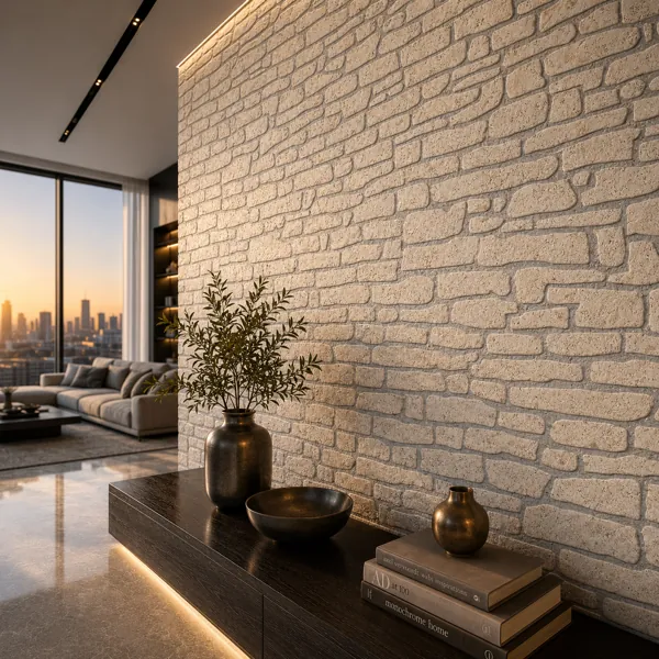 Ivory Stacked Stone Texture back