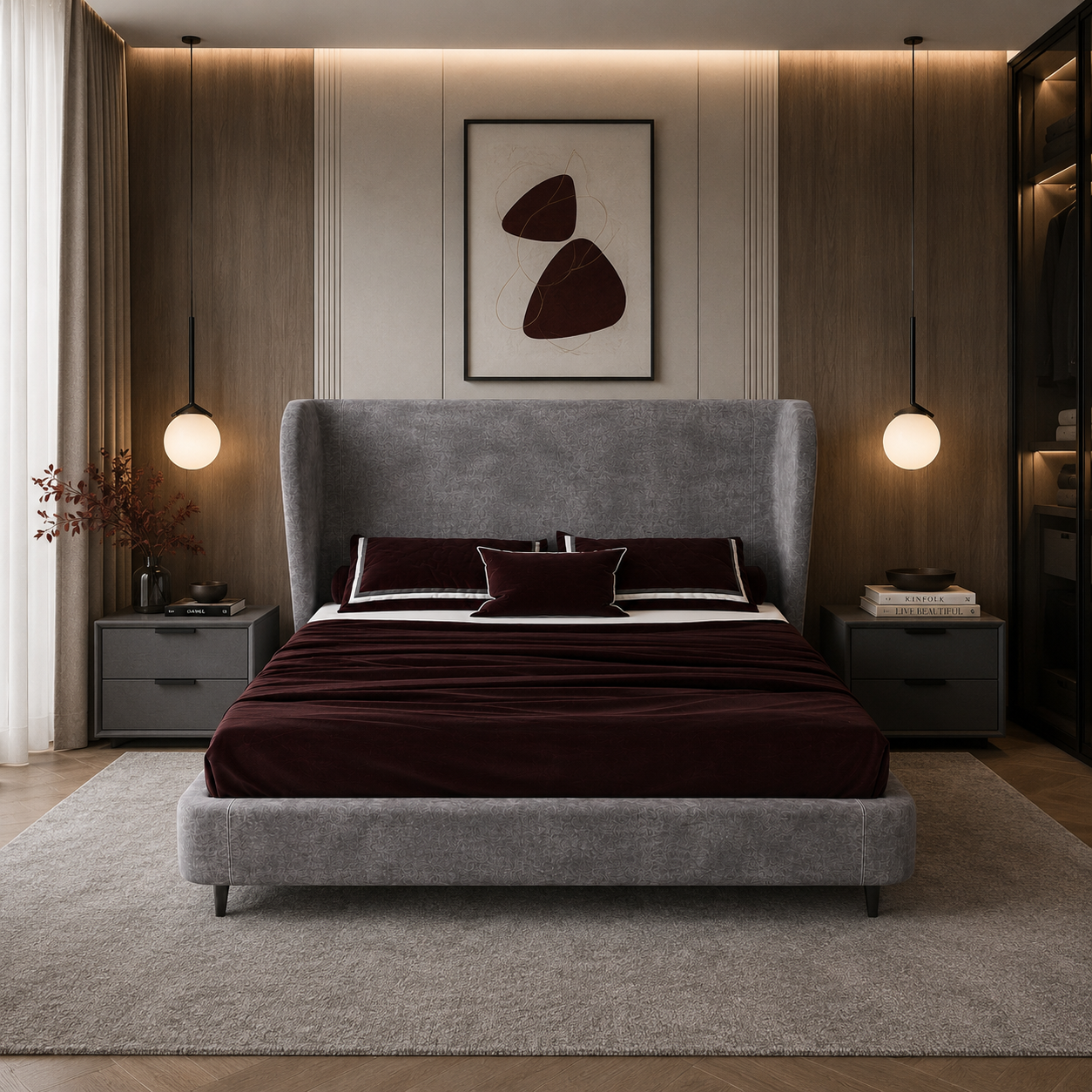Modern Wingback Bed 4