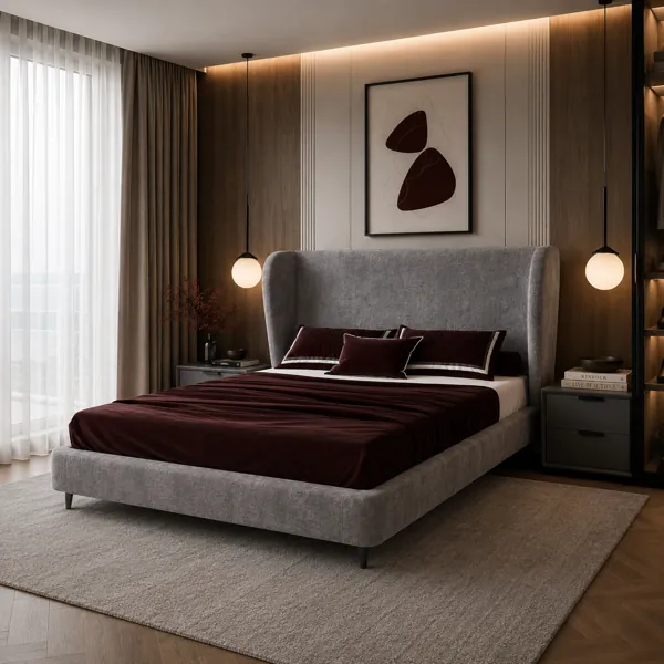 Modern Wingback Bed back