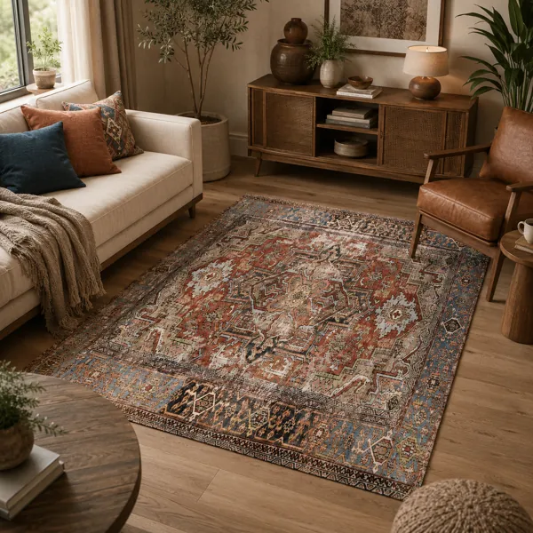 Vintage Oriental Rug 3D back