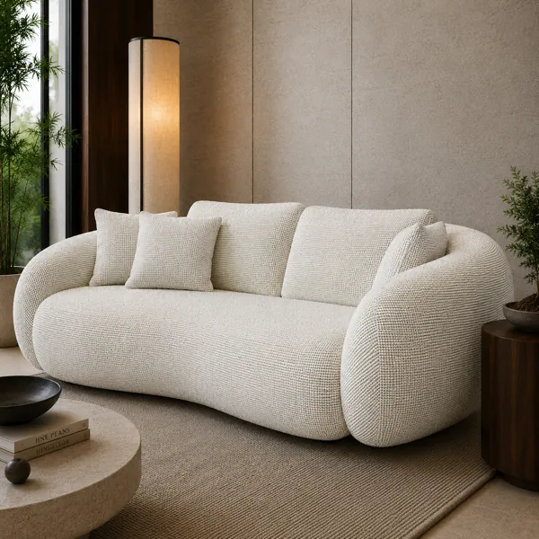 Ivory Linen Fabric Texture back