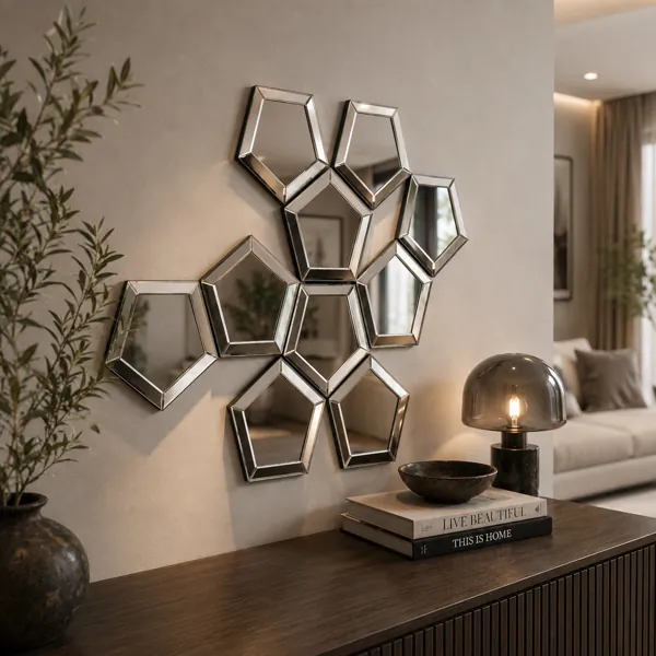 Geometric Wall Mirror Set back