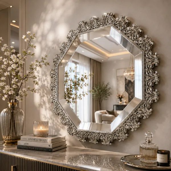 Ornate Octagonal Mirror back