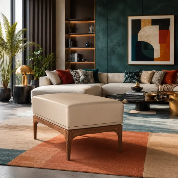 Modern Cream Upholstered Bench back
